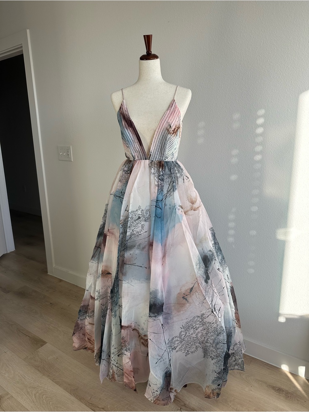 Aje AVERY GOWN Multi-Color Pastel Plunge V-Neck Gown